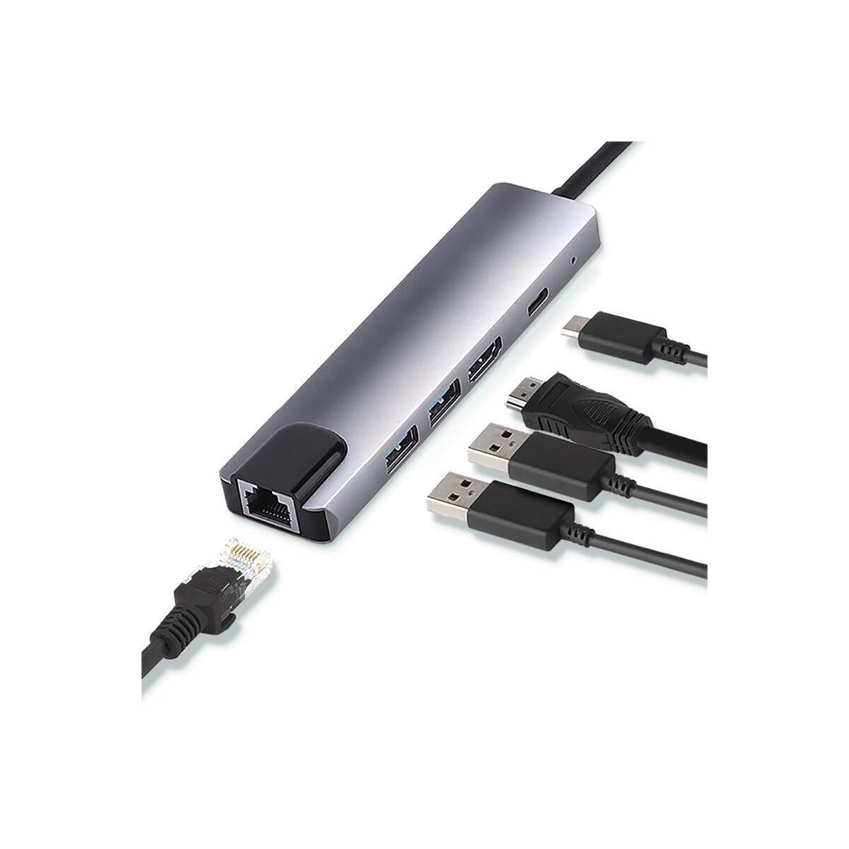 USB-C Hub 5 porter, grå