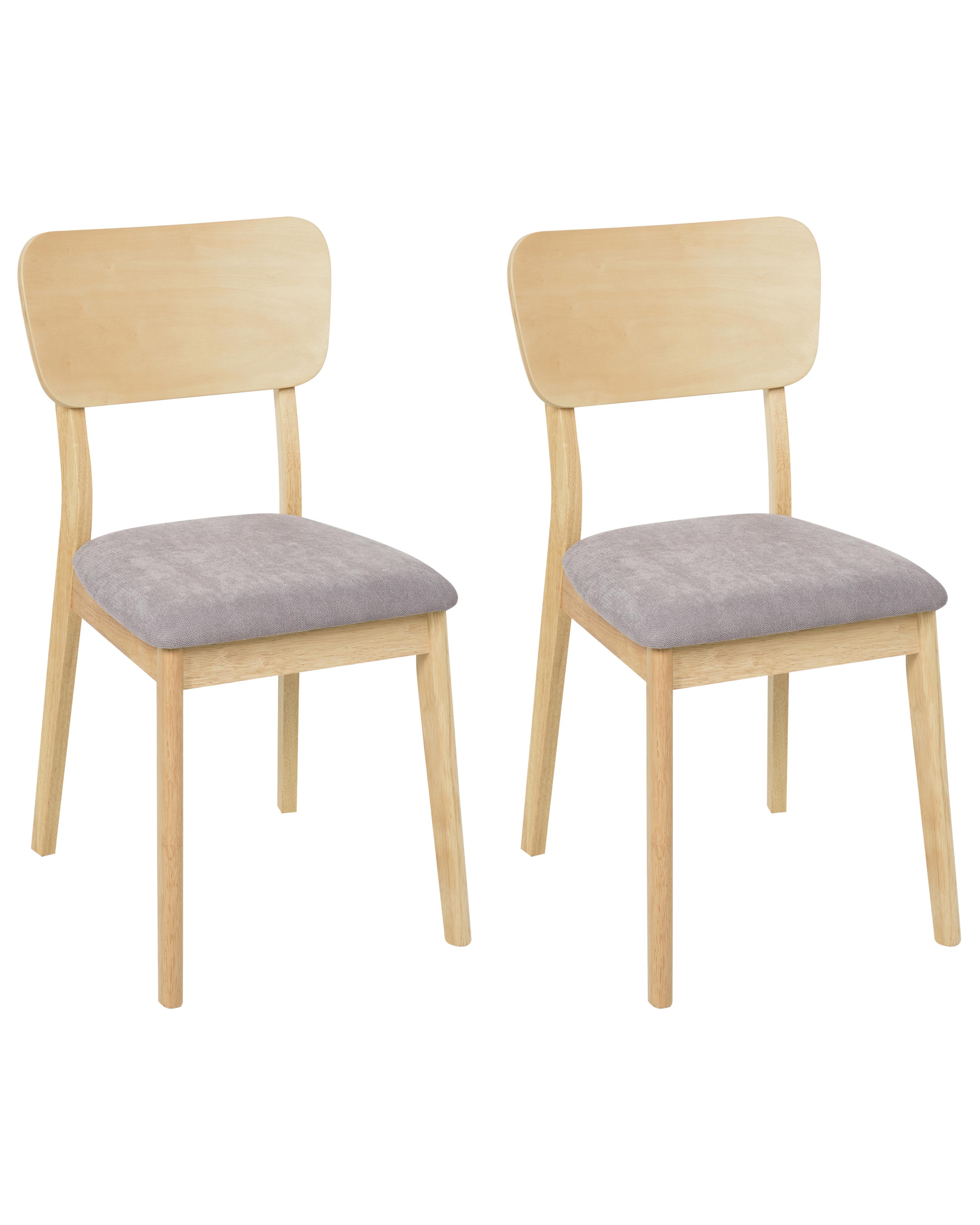 Set van 2 eetkamerstoelen MINIER Hout Lichtbruin/grijs