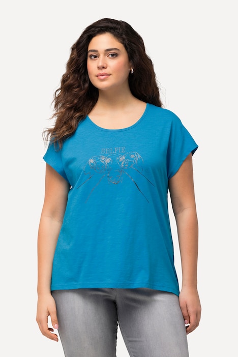 T-Shirt, Metallic-Tiermotiv, Oversized, Rundhals, Halbarm