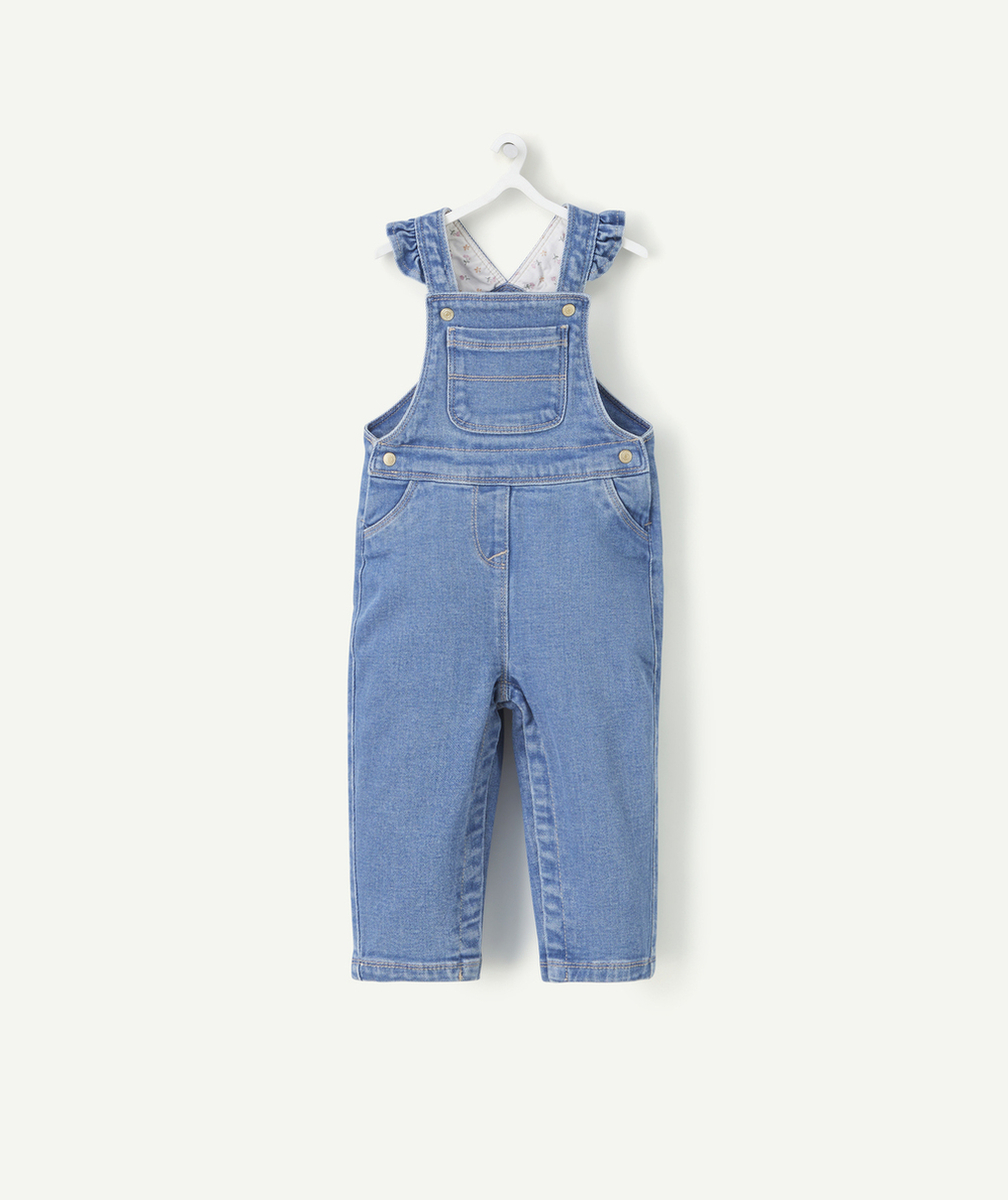 SALOPETTE BÉBÉ FILLE EN DENIM LOW IMPACT AVEC DÉTAILS VOLANTÉS