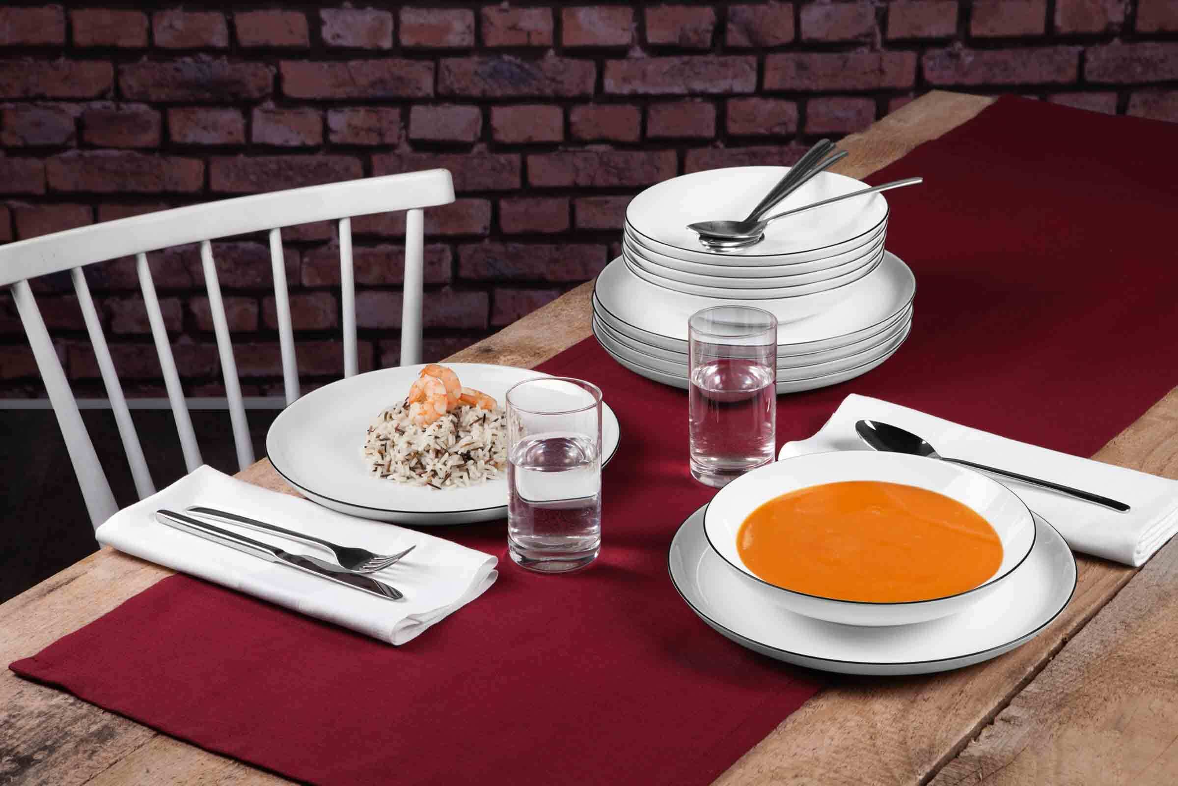 Seltmann Weiden Tafelservice rund Lido Black Line 12er Set