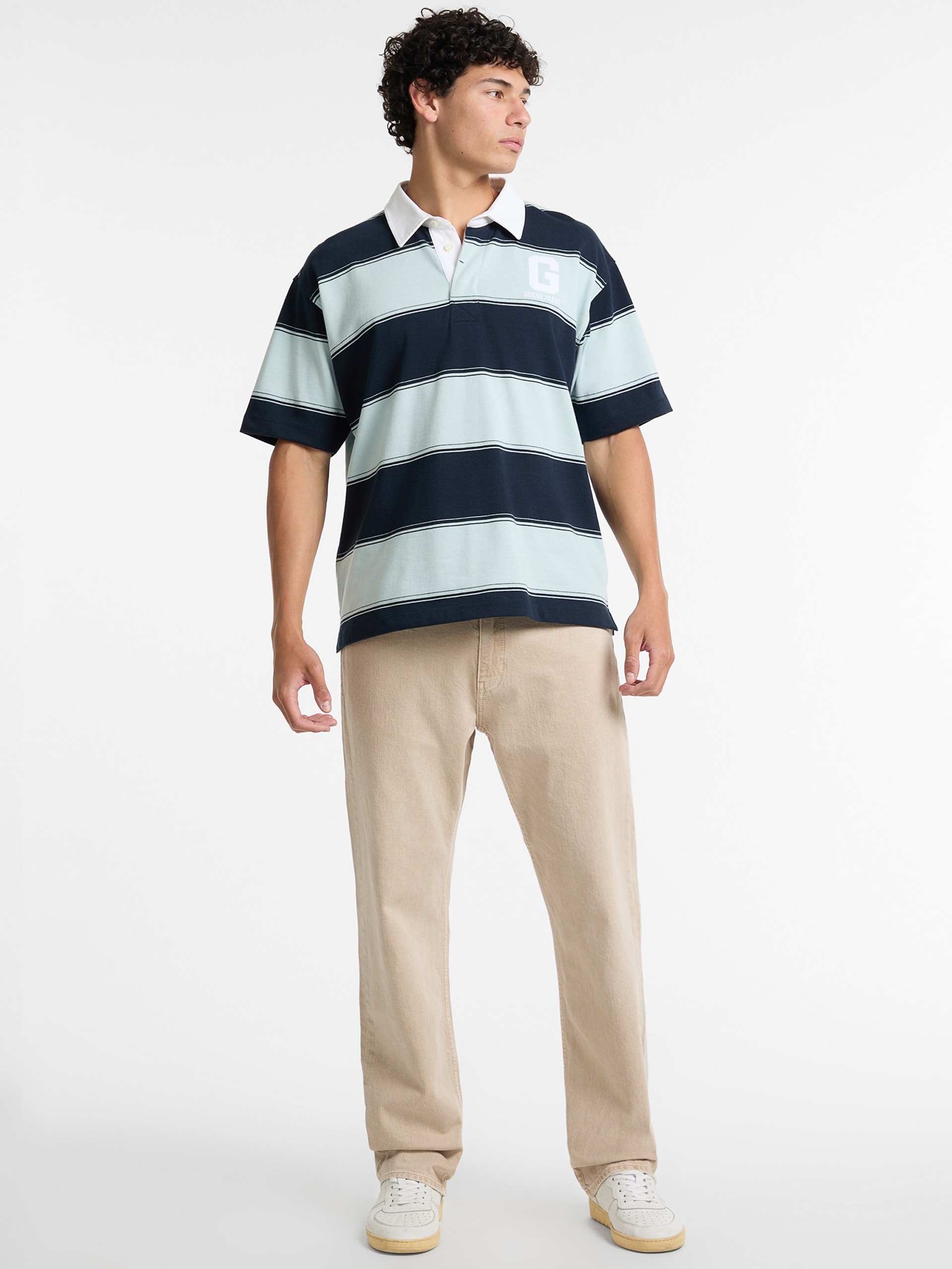 Polo de rugby listrado