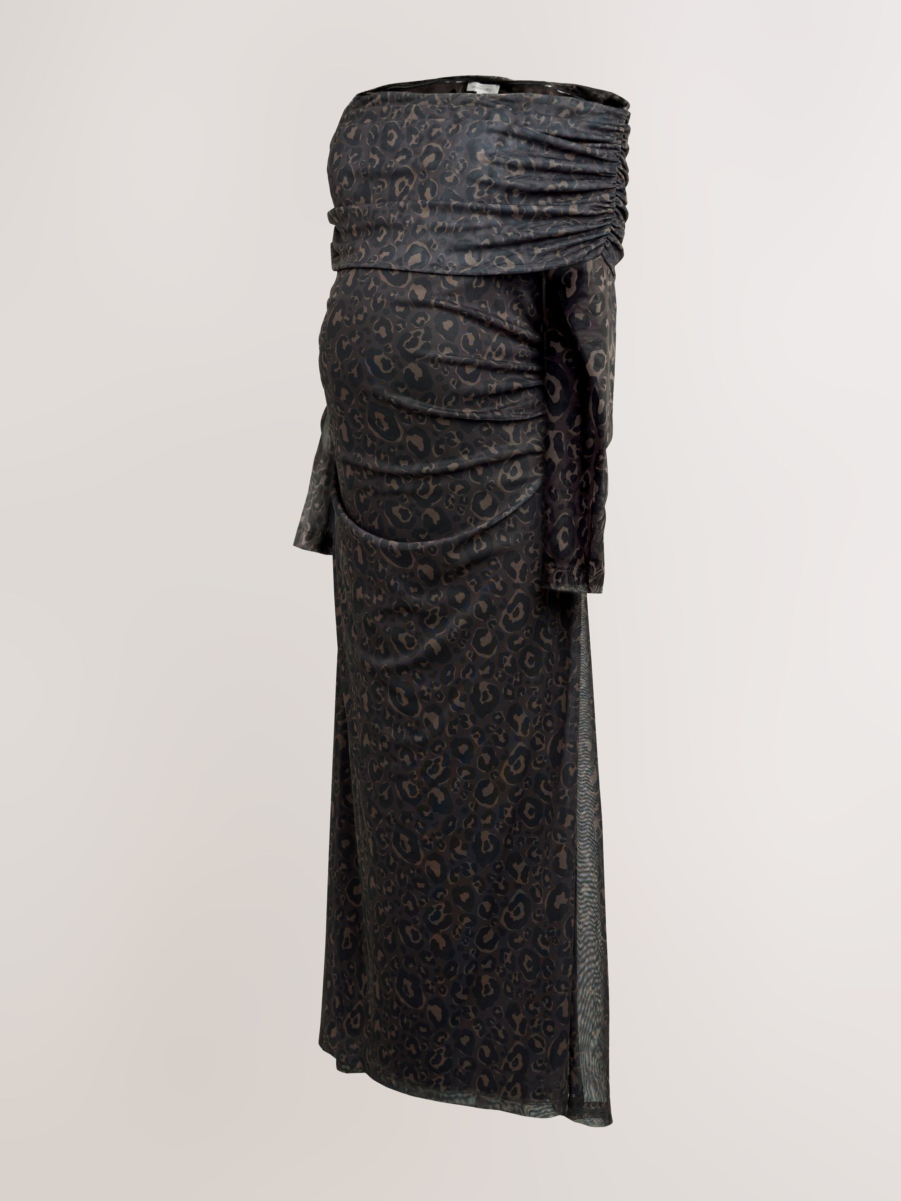 Zwart met dierenprint - Maternity Mesh Bardot Dress