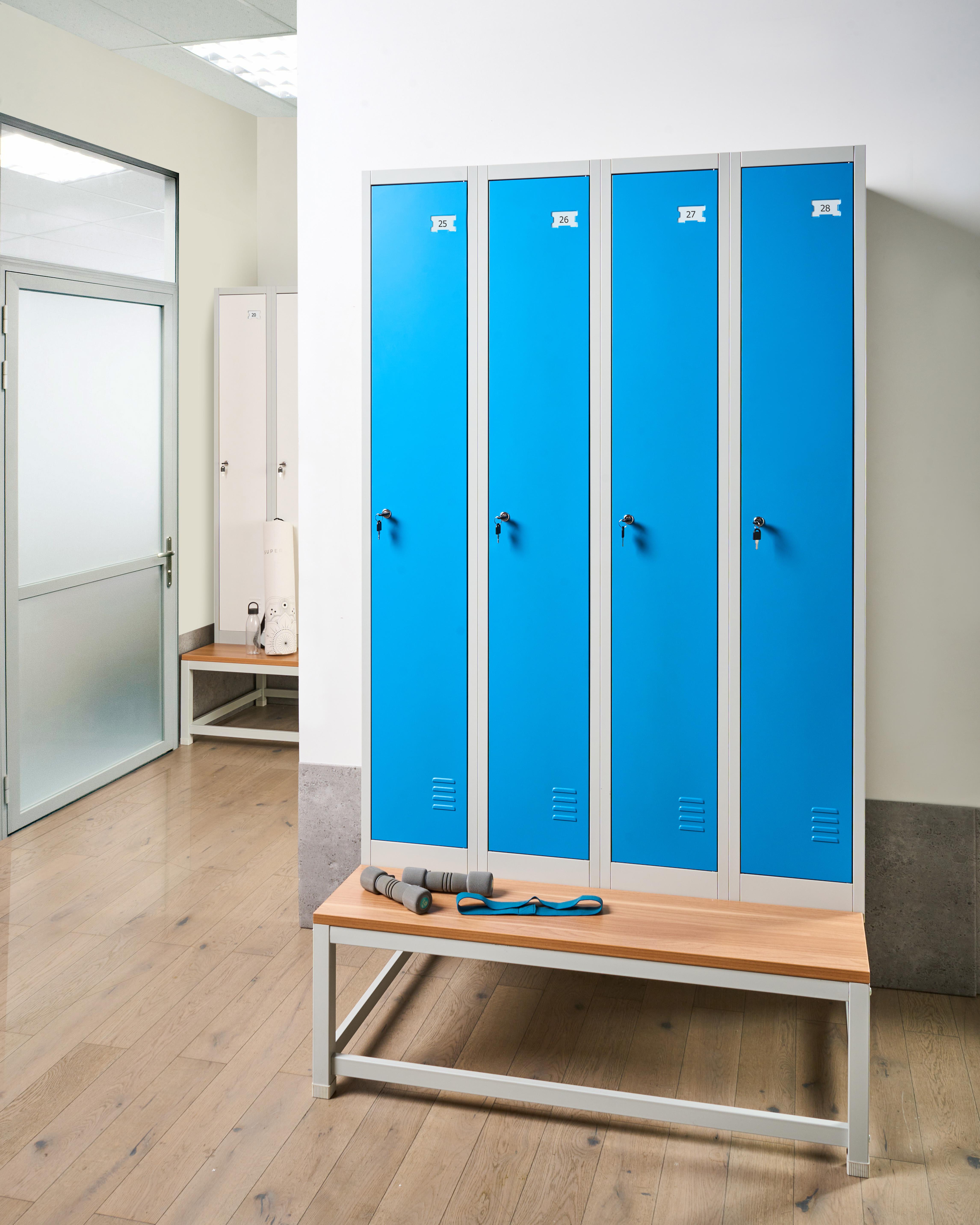 Locker met 4 deuren en bankje ATHLETE Metaal Grijs/blauw