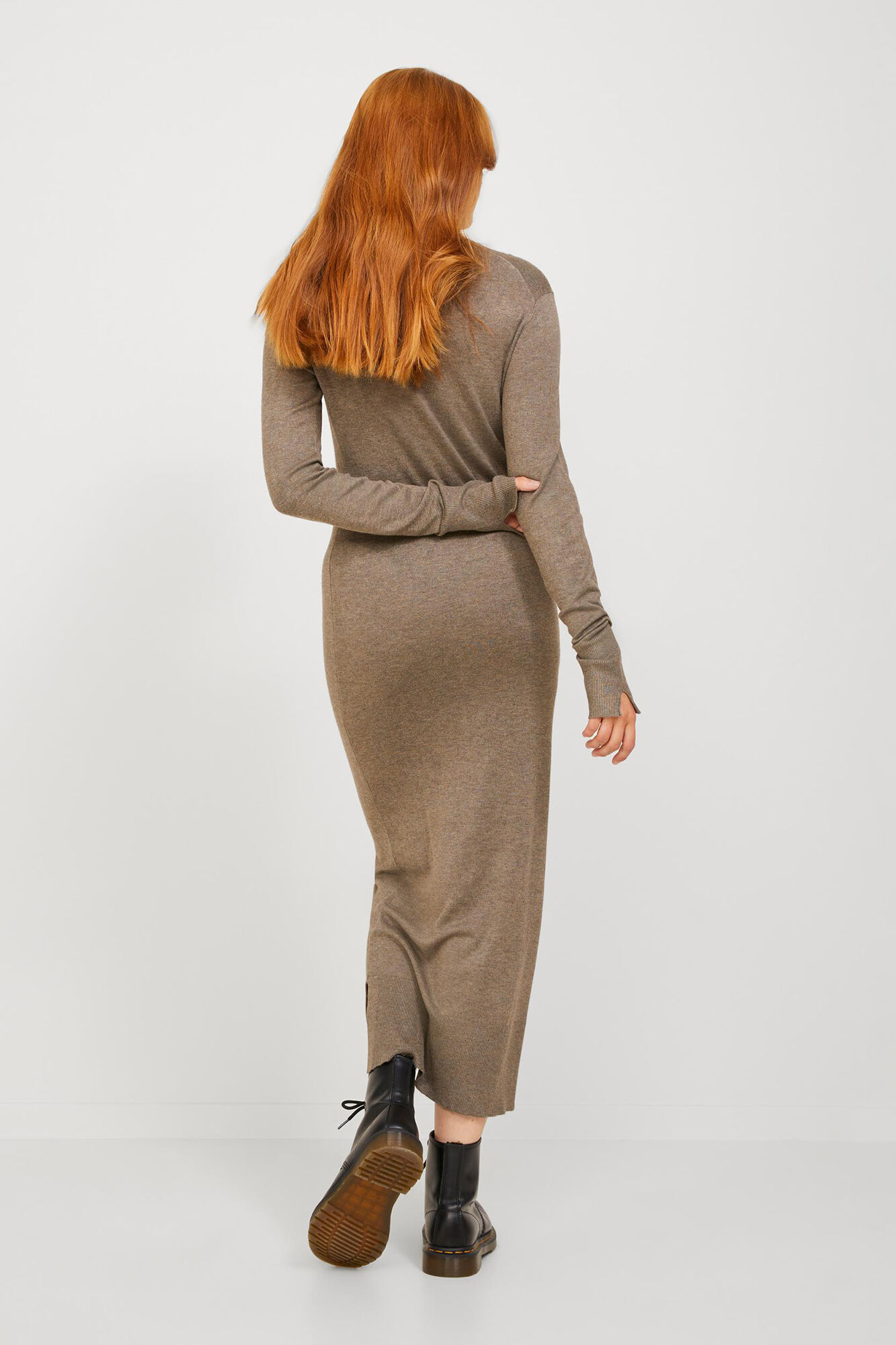 vestido midi de tricô