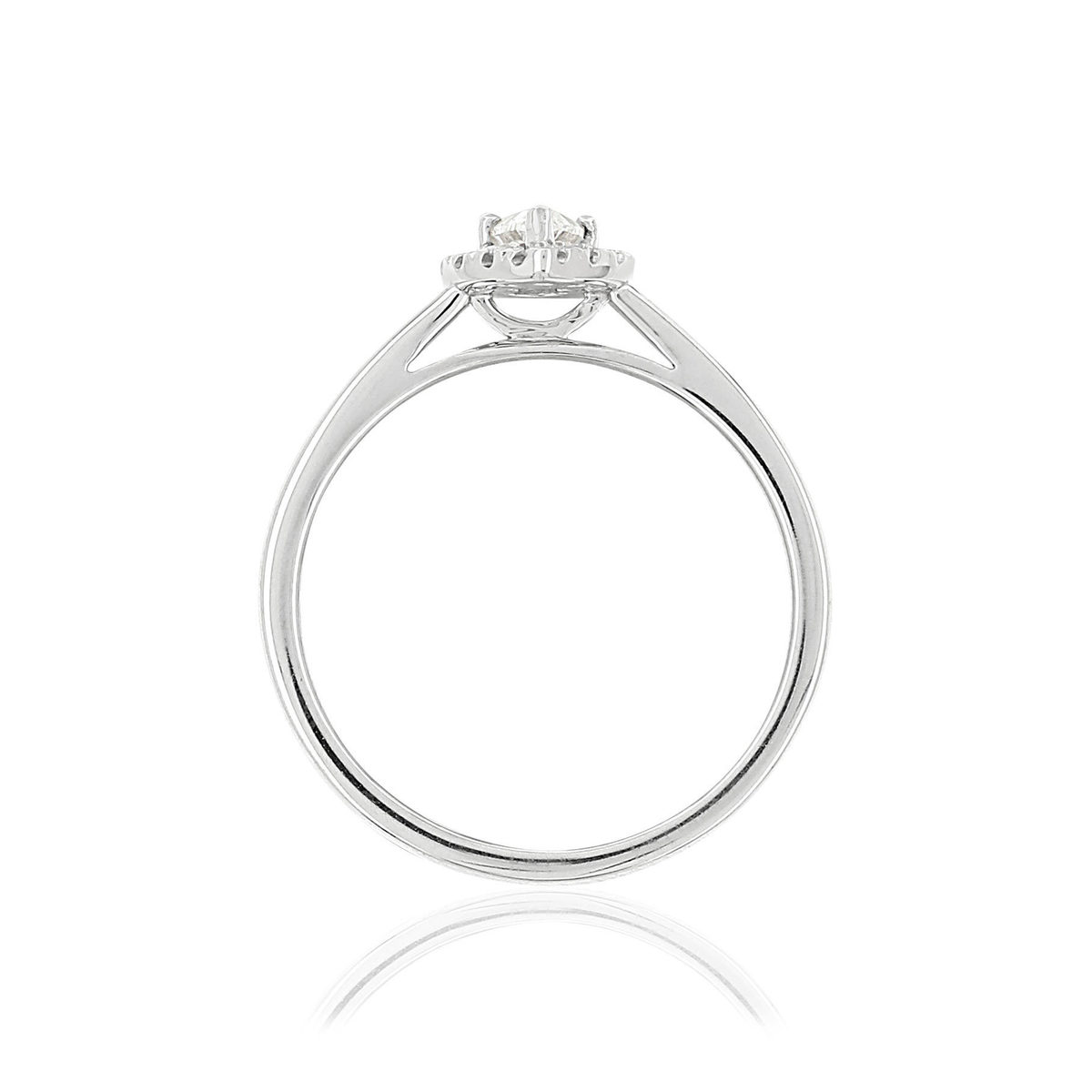 Bague or 750 blanc poire diamants synthétiques 0,31 carat