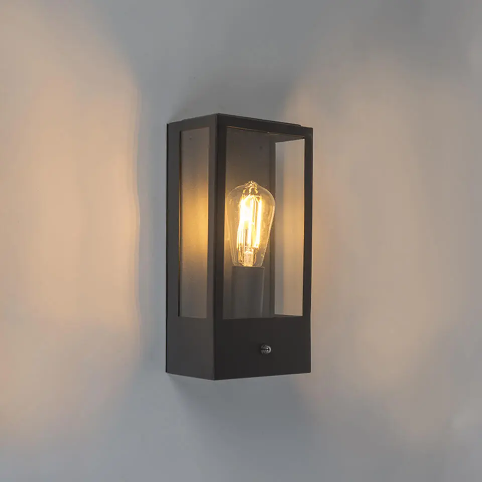 Qazqa buitenlampen met sensor rotterdam zwart e27