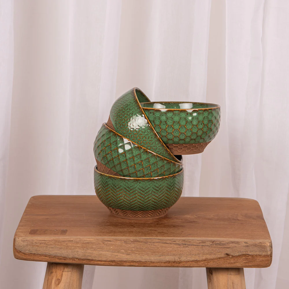 Coffret de 4 coupelles Jaspe 12 cm vert Table passion