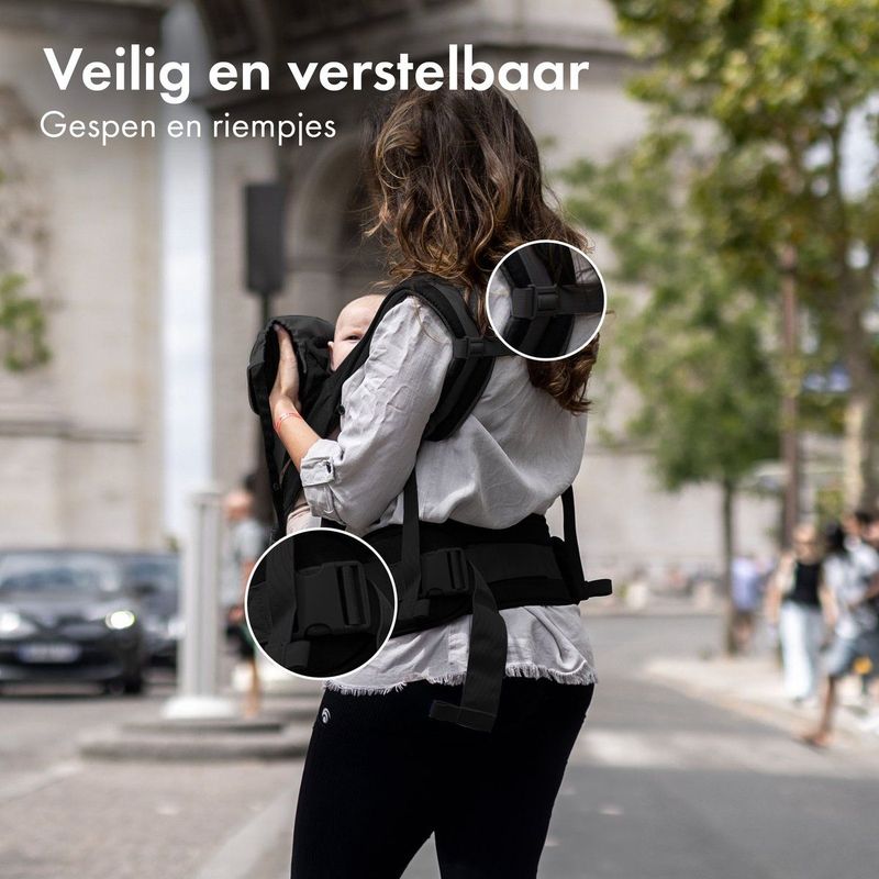Deryan Pack Luxe Ergonomische draagzak - Babydrager + Opbergvakjes - Zwart