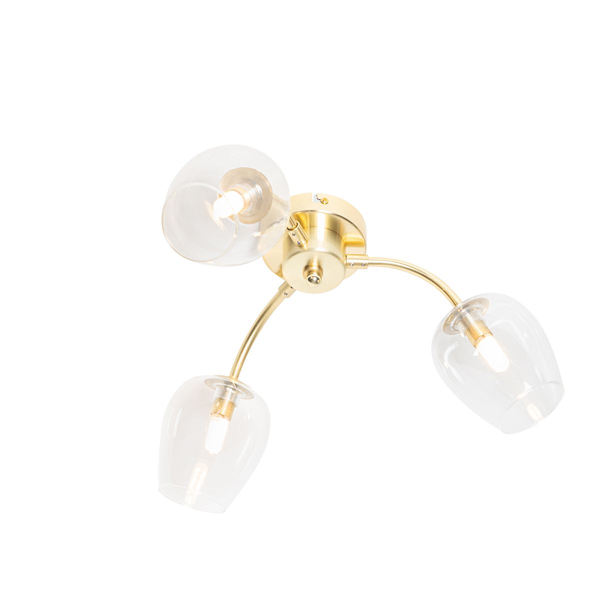 Klassieke plafondlamp goud met glas 3-lichts - Elien
