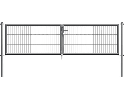 Dubbele poort met metalen gaas, ALBERTS 298,8 x 75 cm, inclusief palen 6 x 6 cm, antraciet