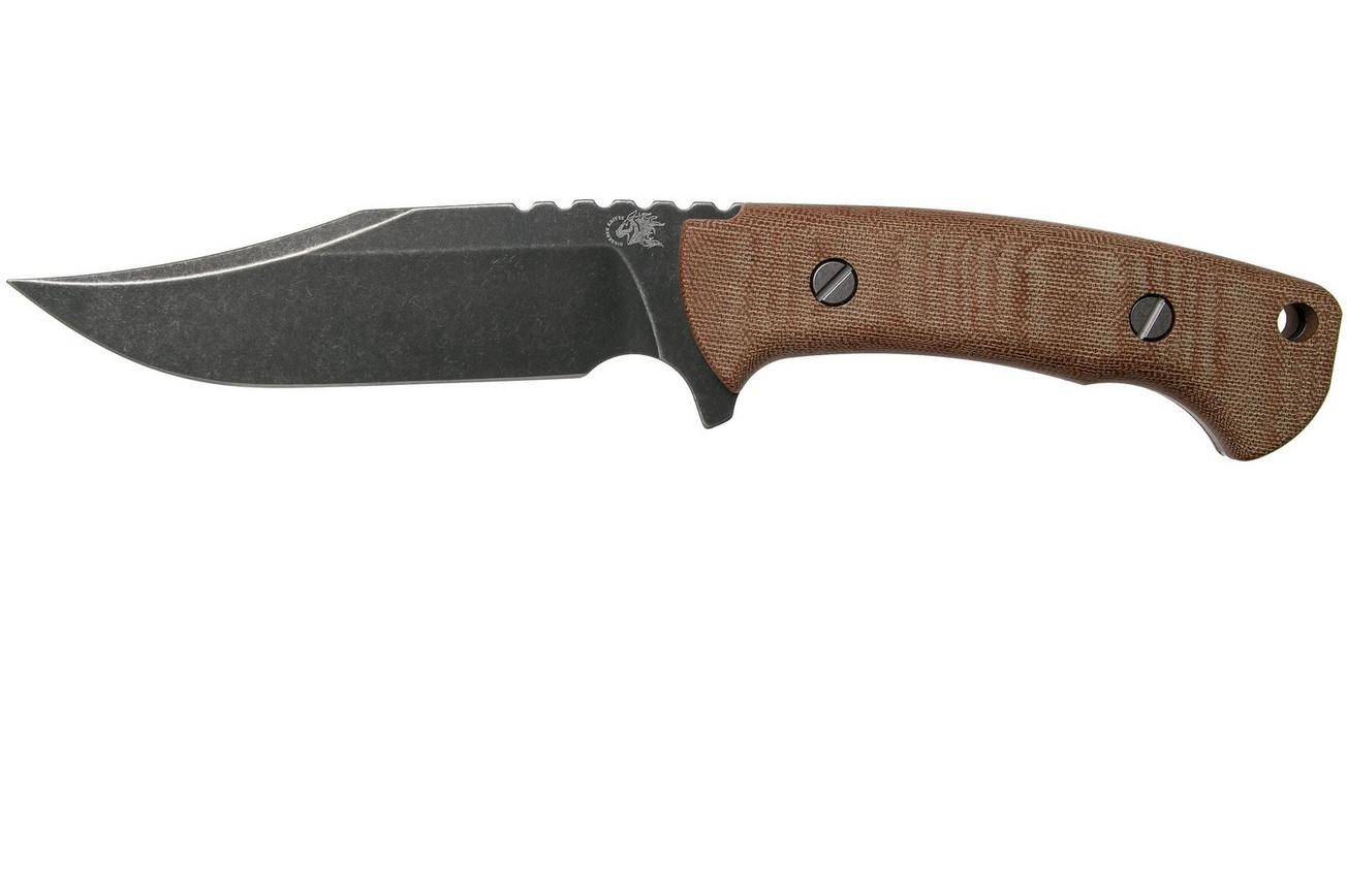 Rick Hinderer Ranch Bowie Natural Canvas Micarta, Battle Black, bowie mes