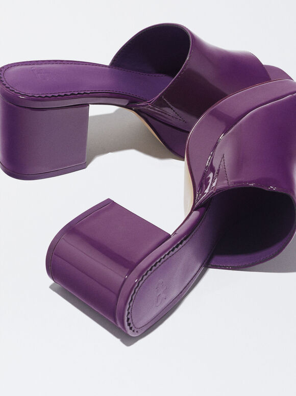 Tamanco de verniz com salto - Violeta