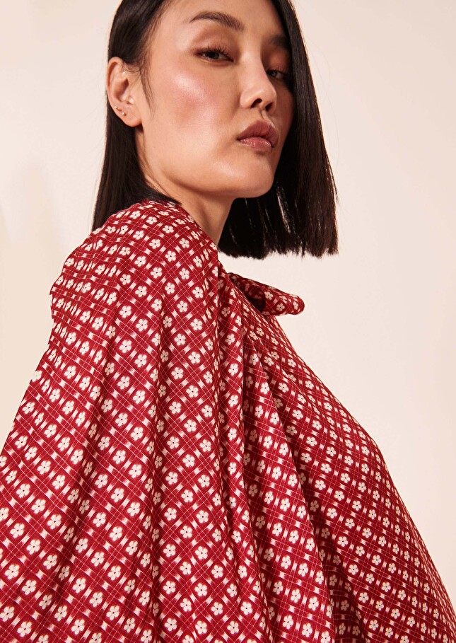 Robe Rosinerouge imprimée fleurs