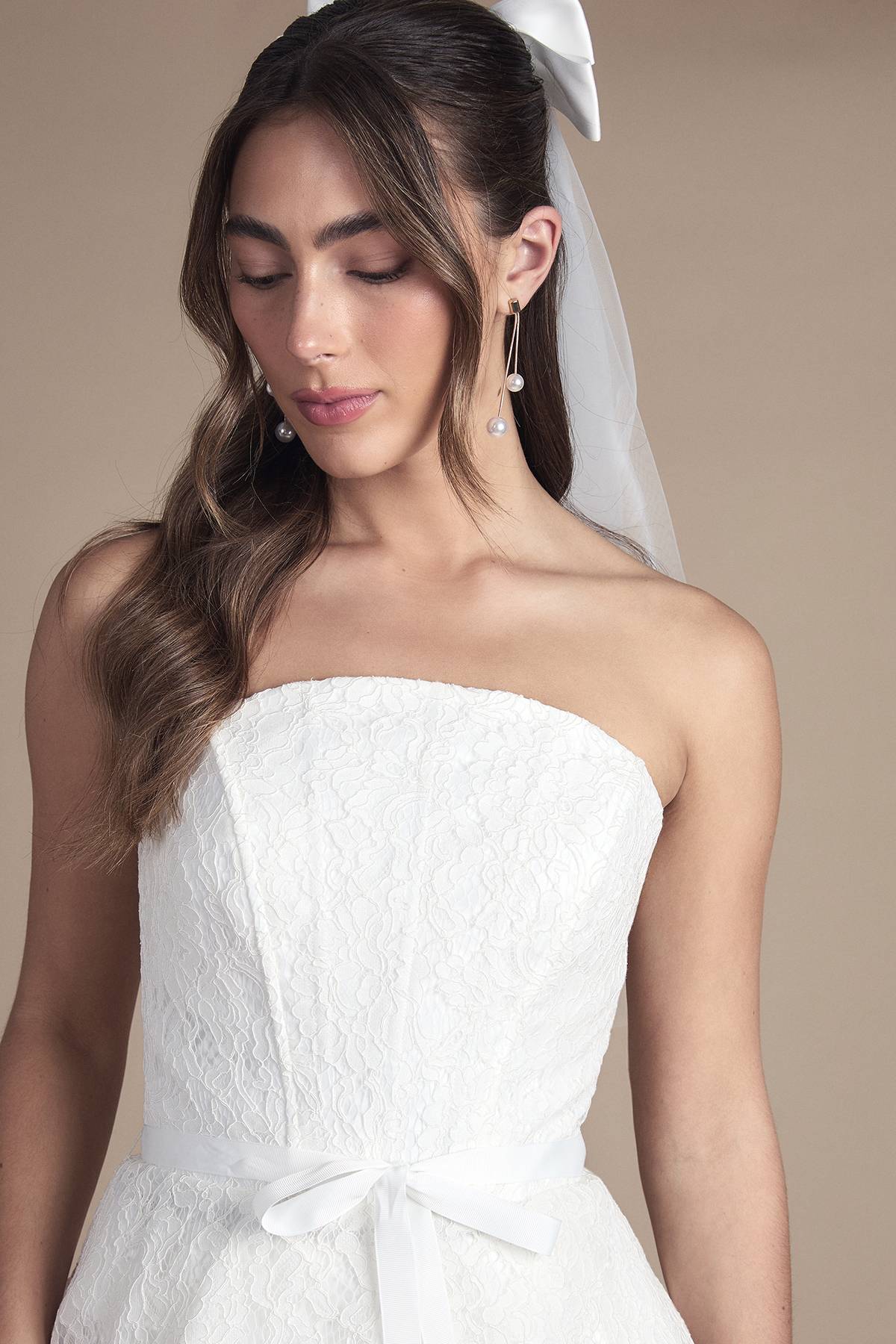 Coast Haut de Mariée Bandeau en Dentelle avec Basque