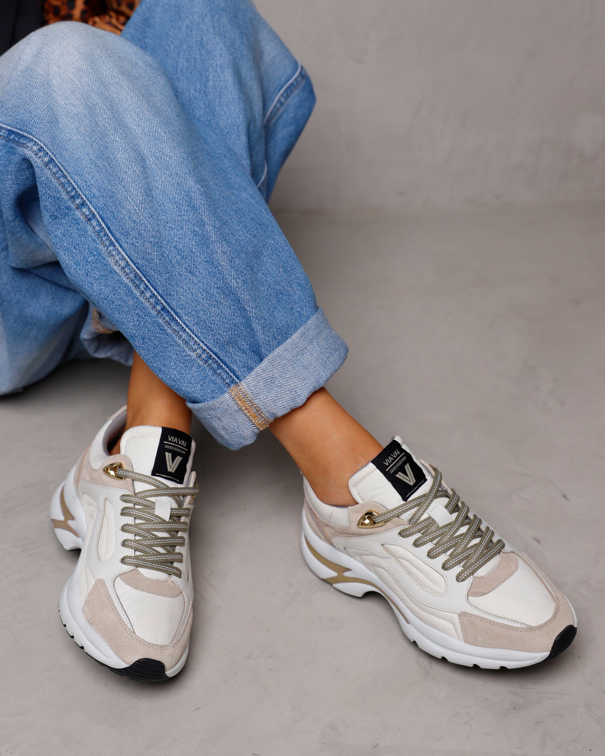 VIA VAI beige dames sneakers Vesper Macey