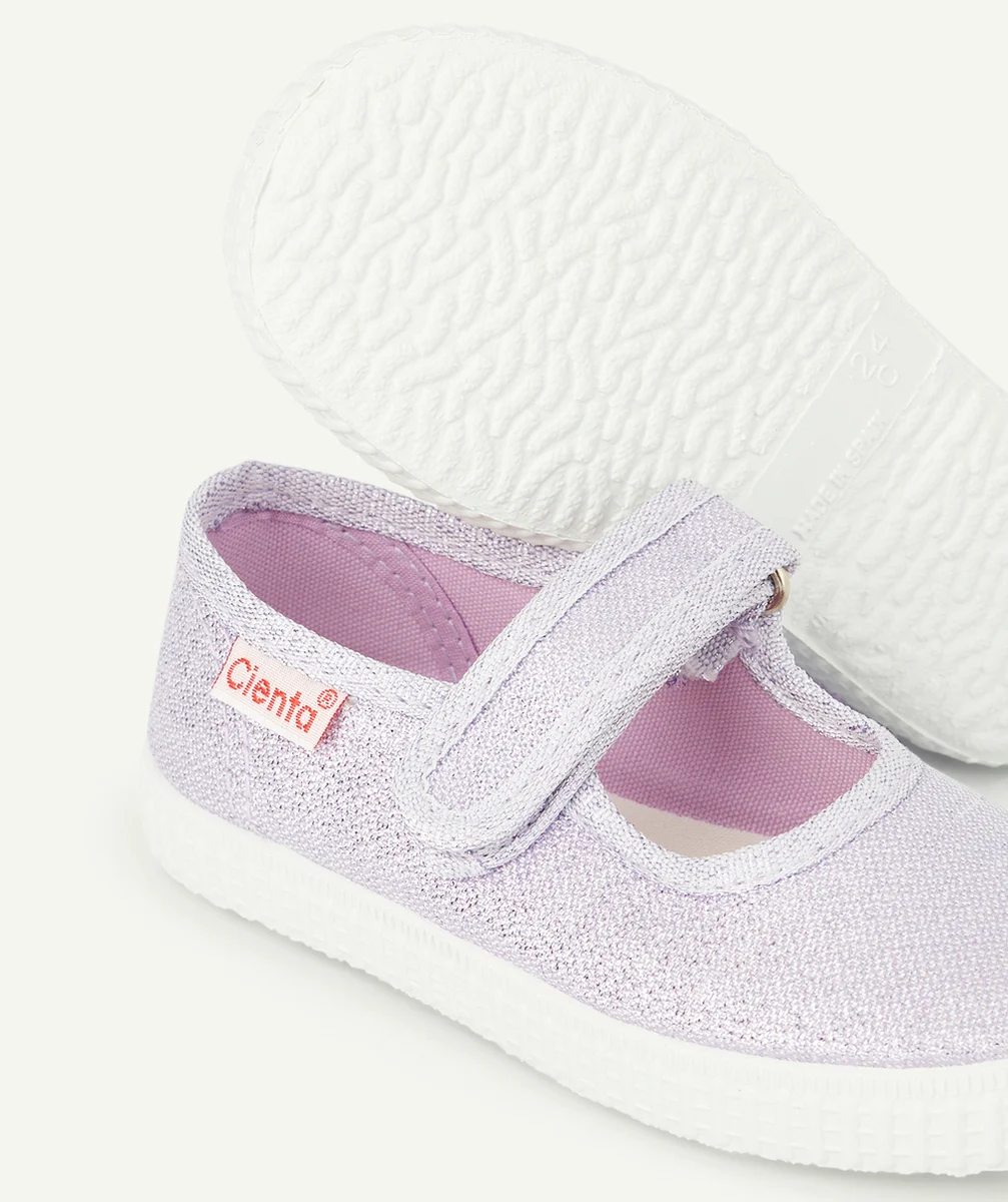 CIENTABALLERINES EN TOILE FILLE LILA PAILLETÉ