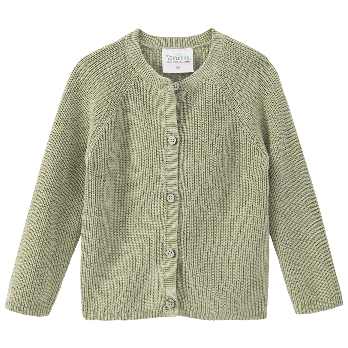 Topomini Pure Collection Baby Strickjacke mit Knopfleiste oliv
