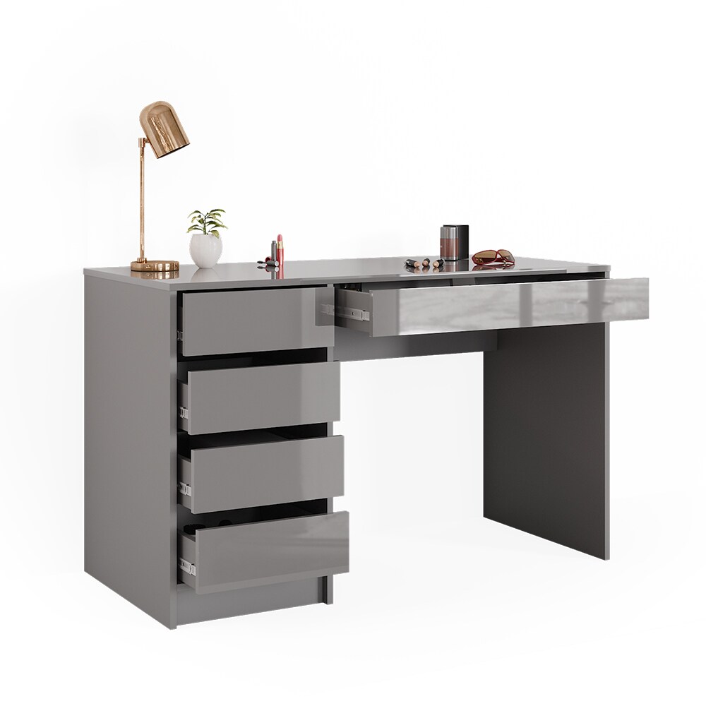 Vicco Schminktisch Frisiertisch Frisierkommode Sherry Grau 120x75 cm modern Schlafzimmer Kommode Schublade Ablage Aufbewahrung Kosmetiktisch Make-Up-Tisch Hochglanz