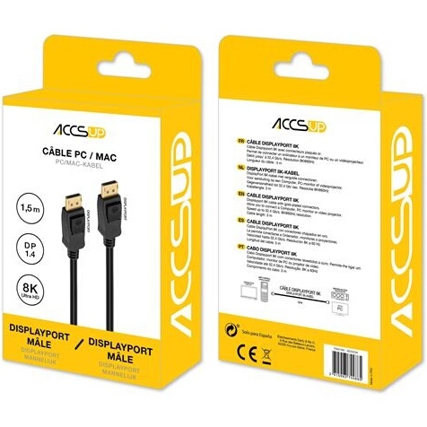 Câbles vidéo Accsup CABLE DISPLAYPORT VERS DISPLAYPORT 1.4 8K 1.5M NOIR