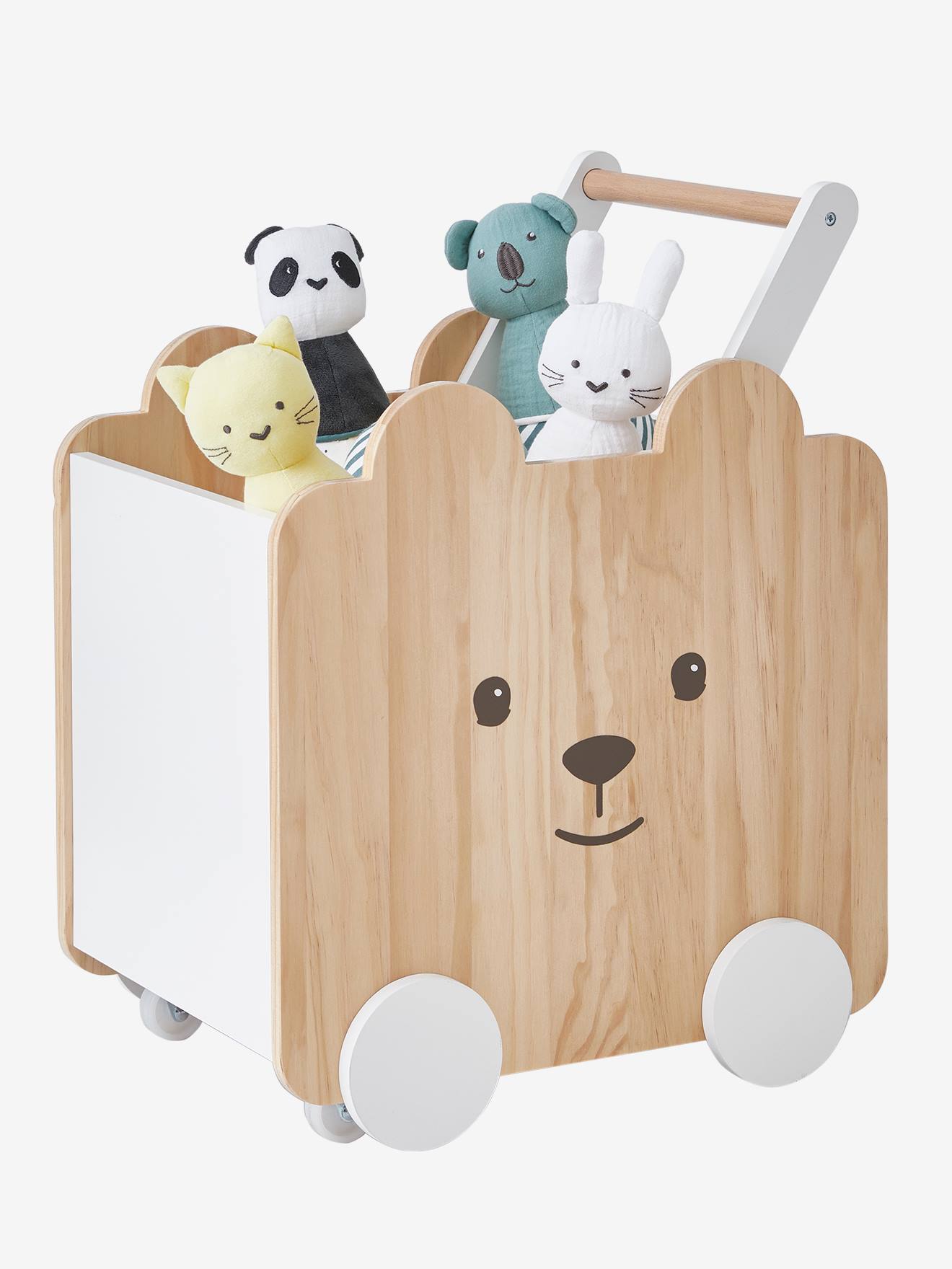 Caixa com rodas, urso branco claro, bicolor/multicolorido