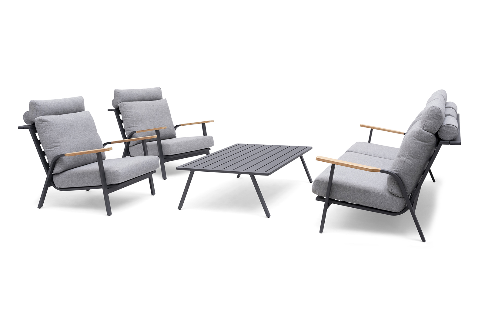 Kungshult utesofa Grålakkert aluminium med grått putesett
