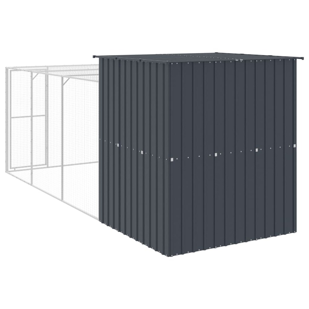 Poulailler avec cour anthracite 165x455x181 cm acier galvanisé