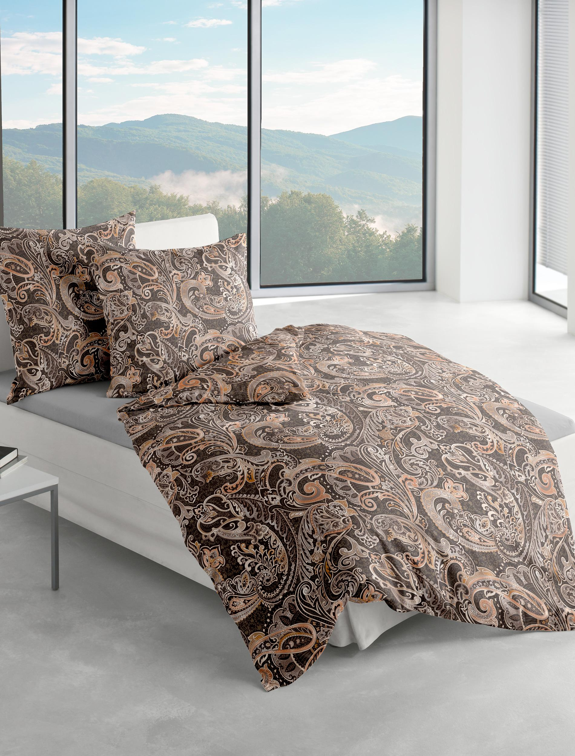 Bettwäsche Biber braun 135x200cm, mit 1 Kissen