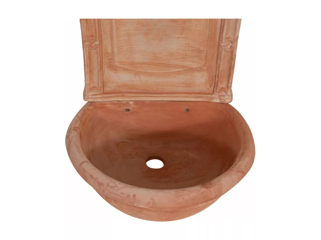 BISCOTTINI Fontaine Murale - Finition Terre Cuite Toscane - Jardin - Mobilier Mural - Terrasse - Décorative - 45x36x64 cm