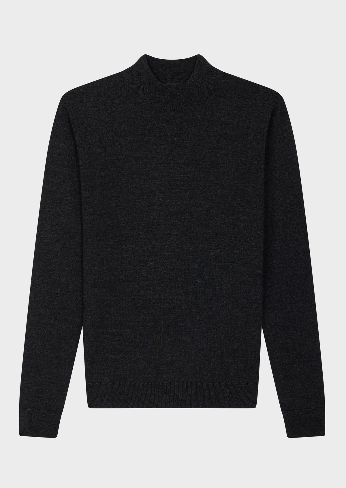 Pull col cheminée en laine Mérinos mélangée unie anthracite