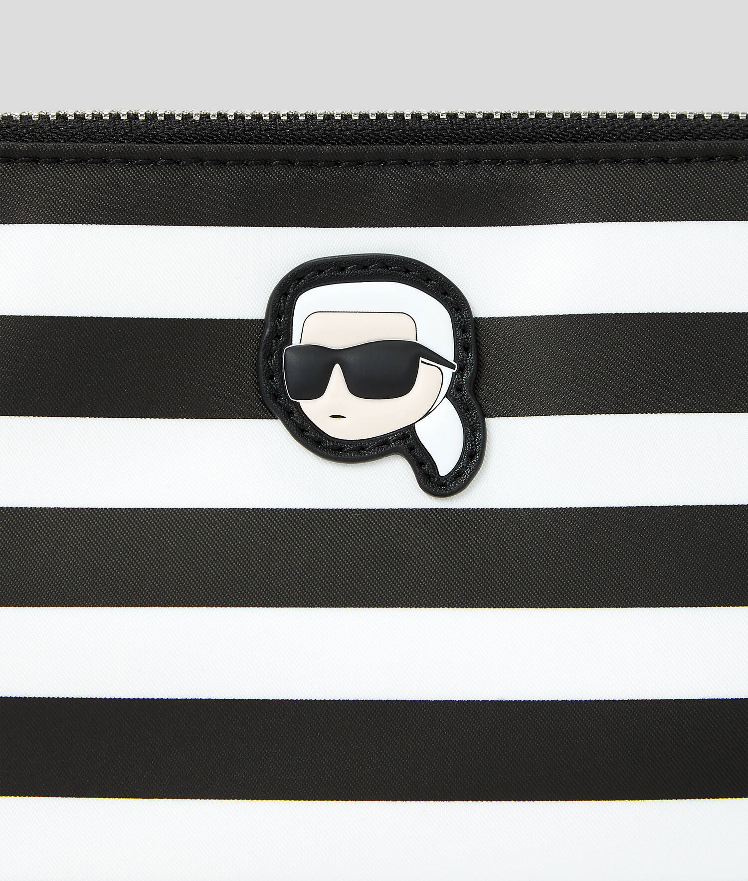 POCHETTE PORTÉ ÉPAULE EN NYLON IKON - Petite rayure Noir-Blanc