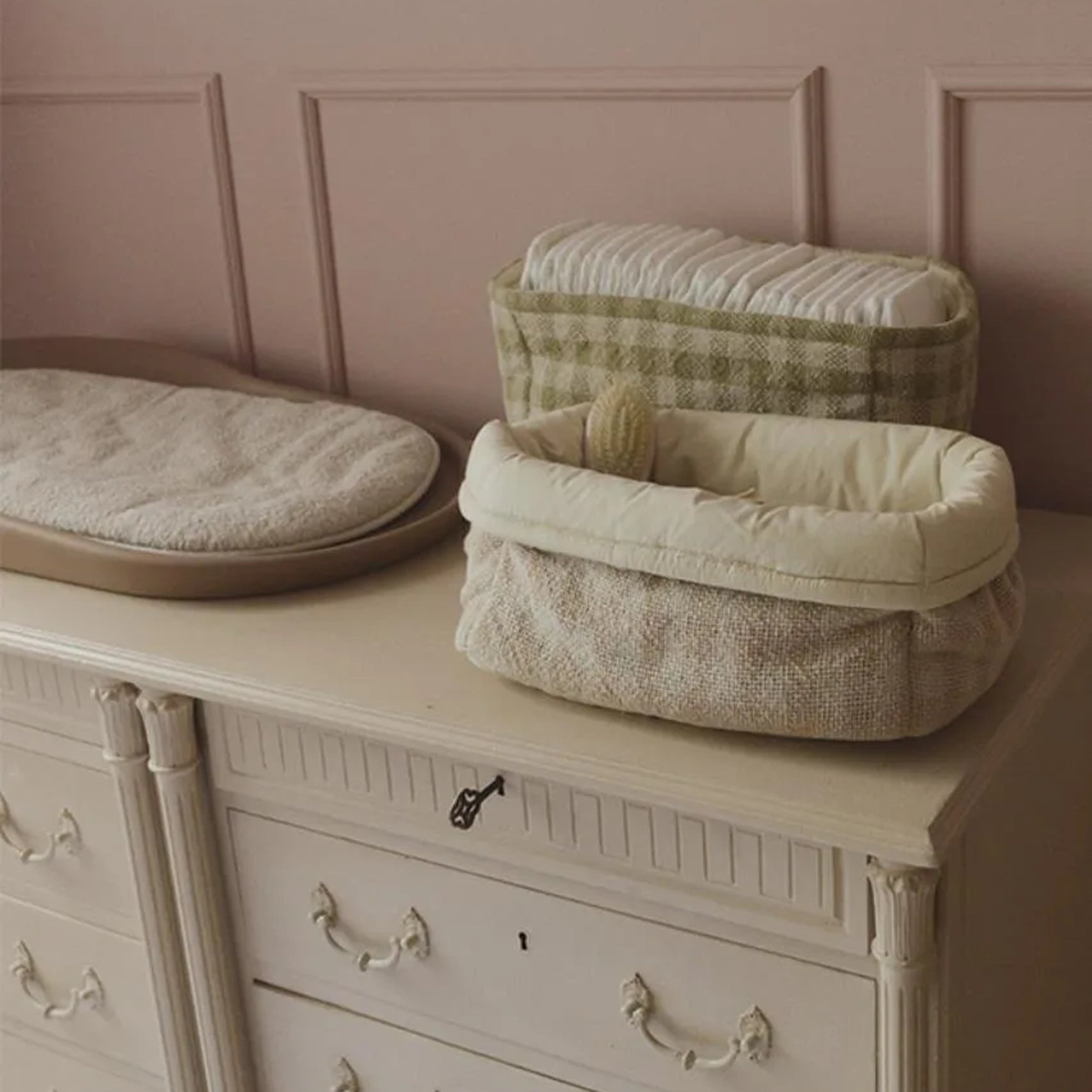Korb Stoff Vichy Rose