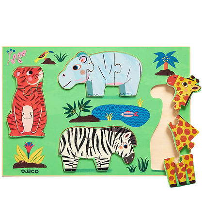 Djeco Puzzlespiel - Holz - 12 Teile - Coucou Tigers