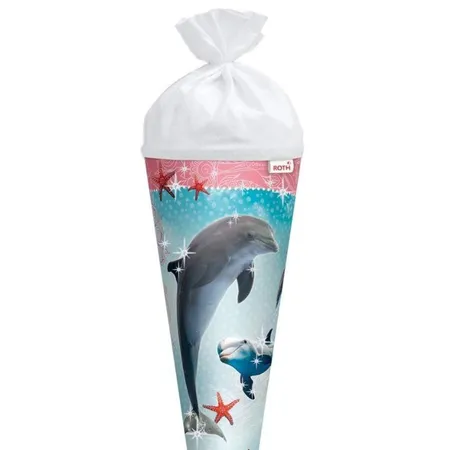 Roth Schultüte Delfin mit Seesternen, Glitter, 70 cm rund