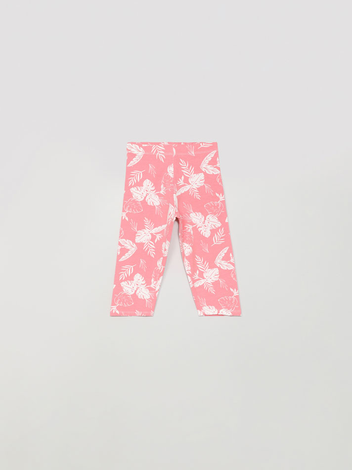 Pacote com 6 leggings capri lisas e estampadas - Rosa