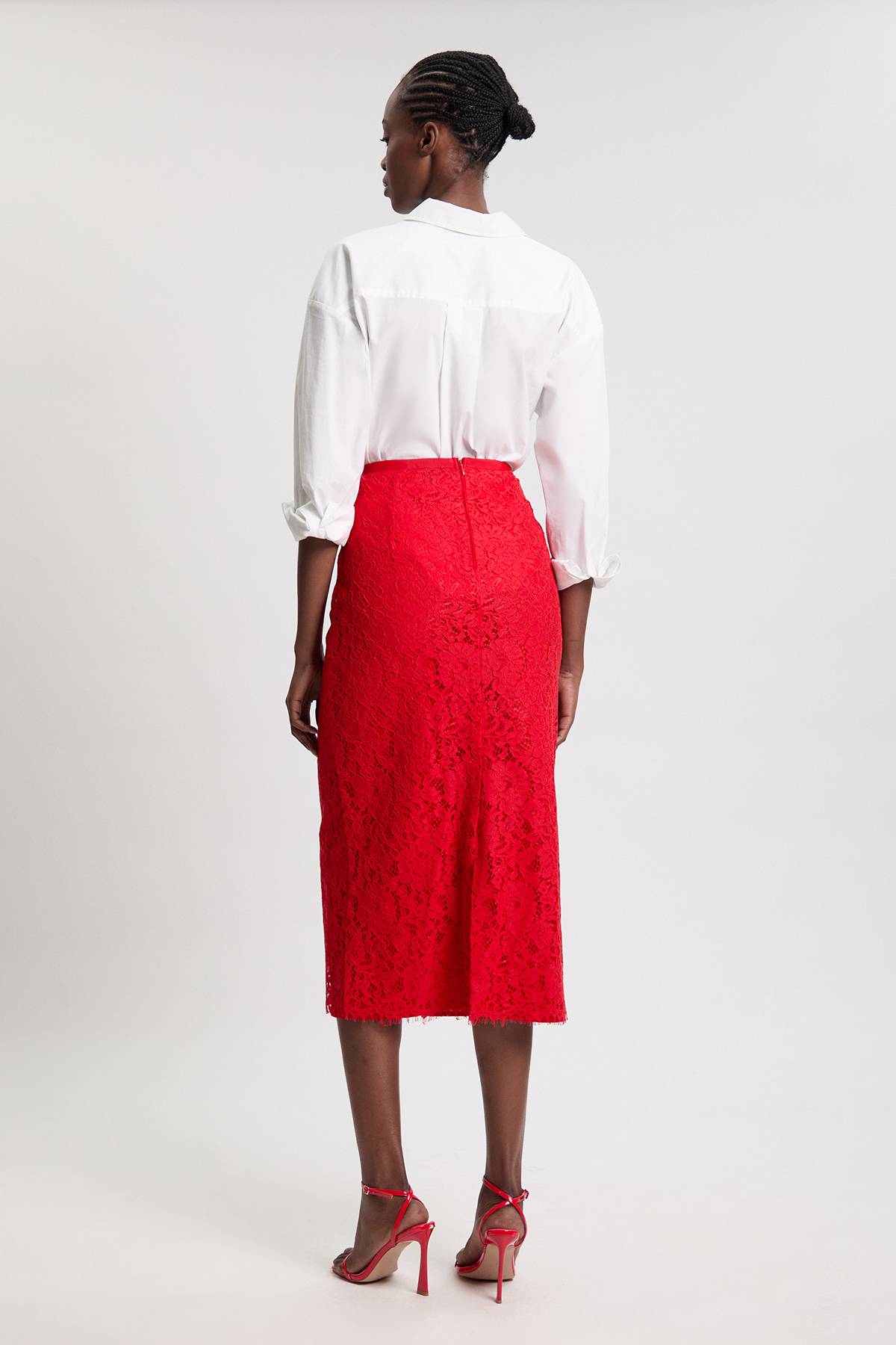 KarenMillen Jupe Midi En Dentelle Tissée