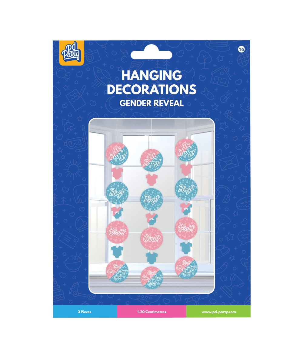 Hangdecoratie Gender Reveal 14cm 3st