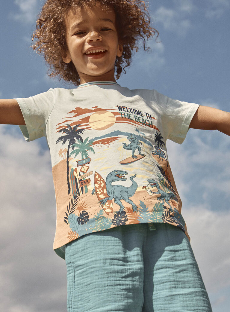 T-shirt turquoise clair à manches courtes