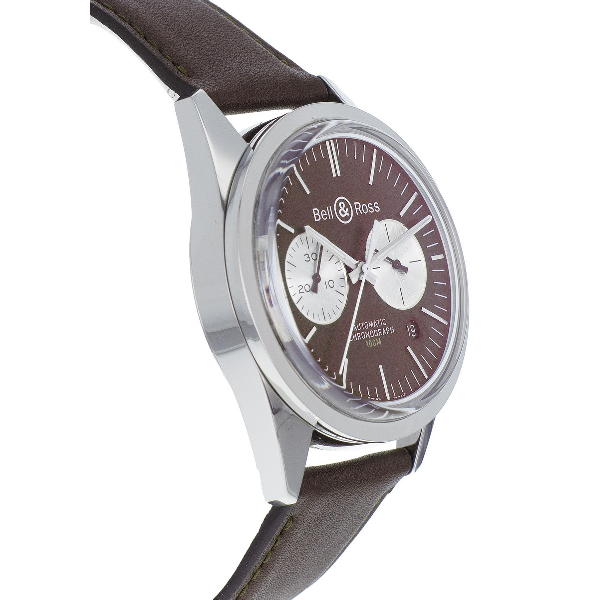 Montre d'occasion Bell & Ross BR126 homme chronographe automatique  acier bracelet cuir noir