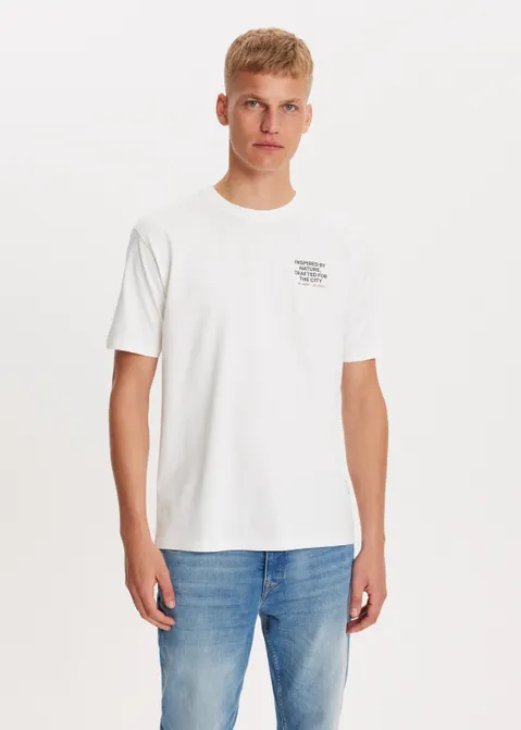 T-shirt met print black island off-white (WIT.O)