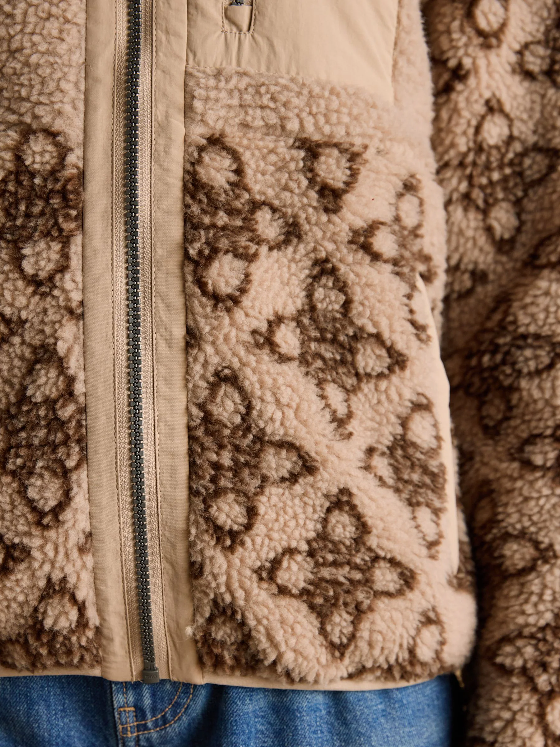 Neutrale iconenprint - Joules Lottie borg fleece met ritssluiting