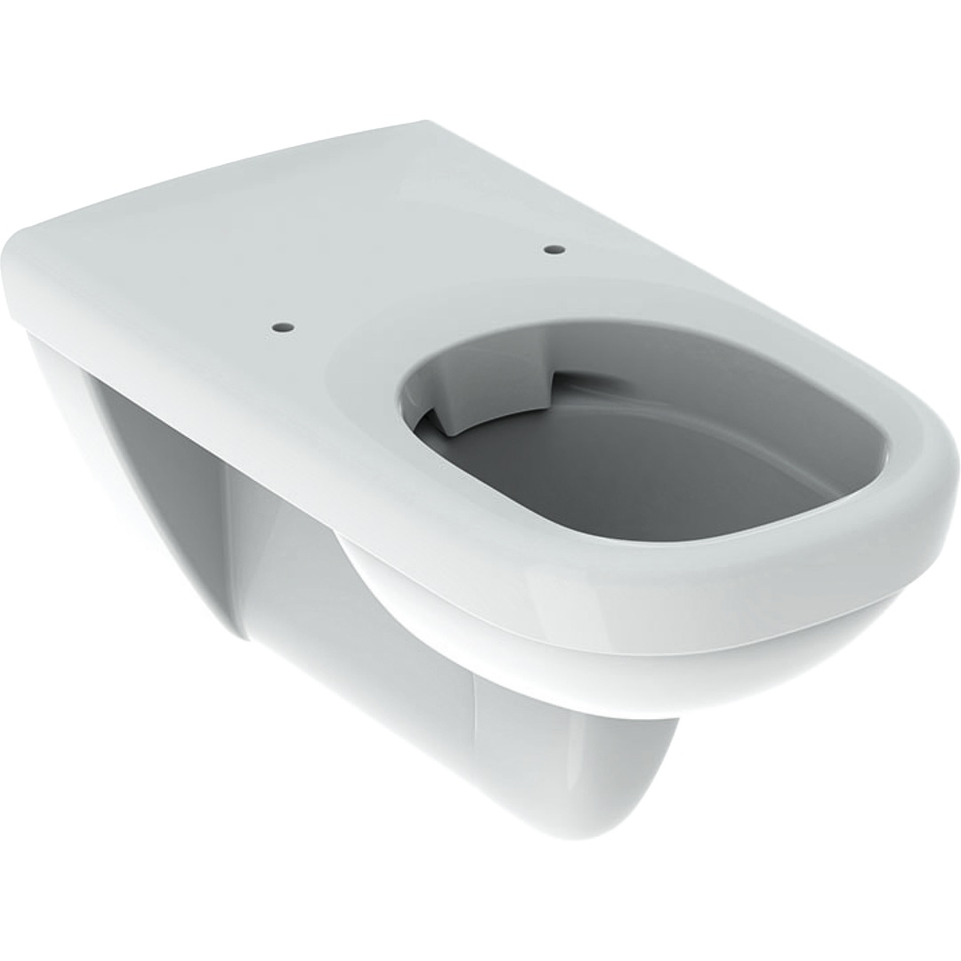 Geberit 300 Comfort hangend randloos toilet verlengd met hoekige vormen wit glans