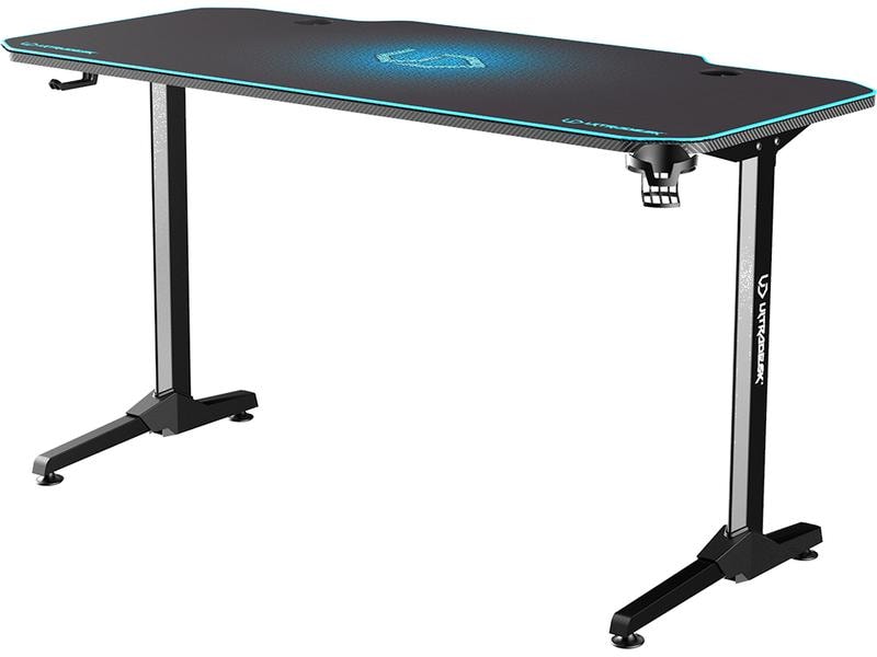 Ultradesk Gaming Tisch Frag Blau Stabiler Gaming-Tisch für bis zu zwei Monitore