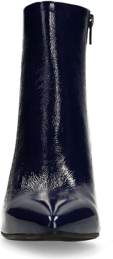 Manfield Dames Blauwe lakleren enkellaarsjes met hak