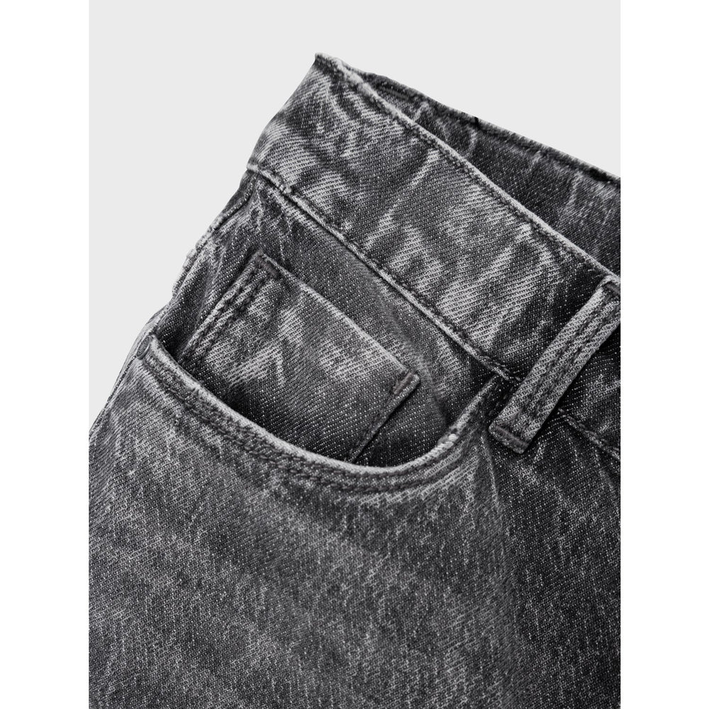 Køb Name It Dark Grey Denim Rose Wide Jeans Noos