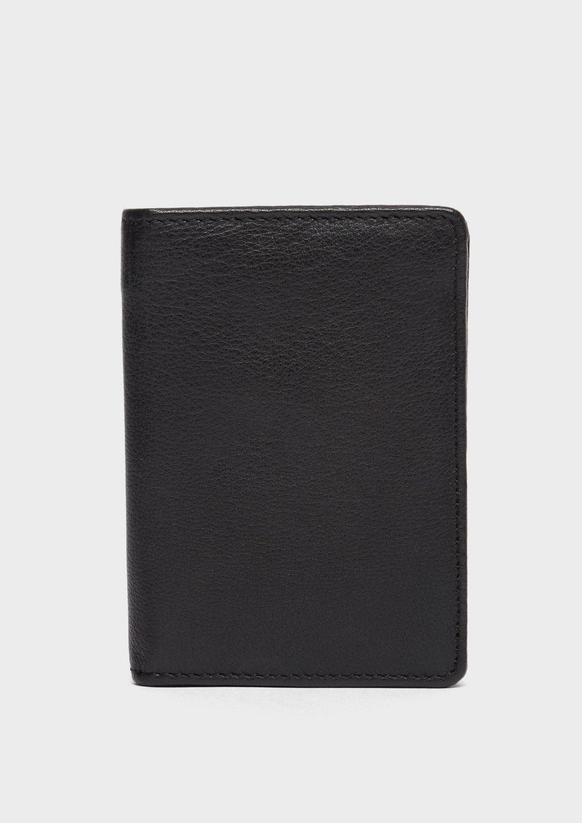 Portefeuille européen en cuir grainé noir