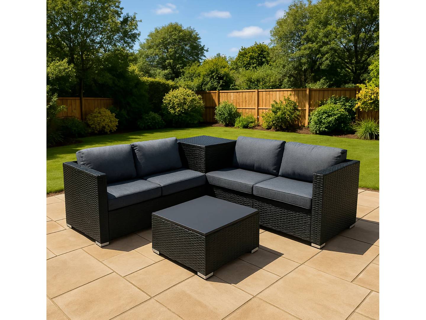 Serafina Rotan Modulaire 6-Delige Meubel Set - Zwart