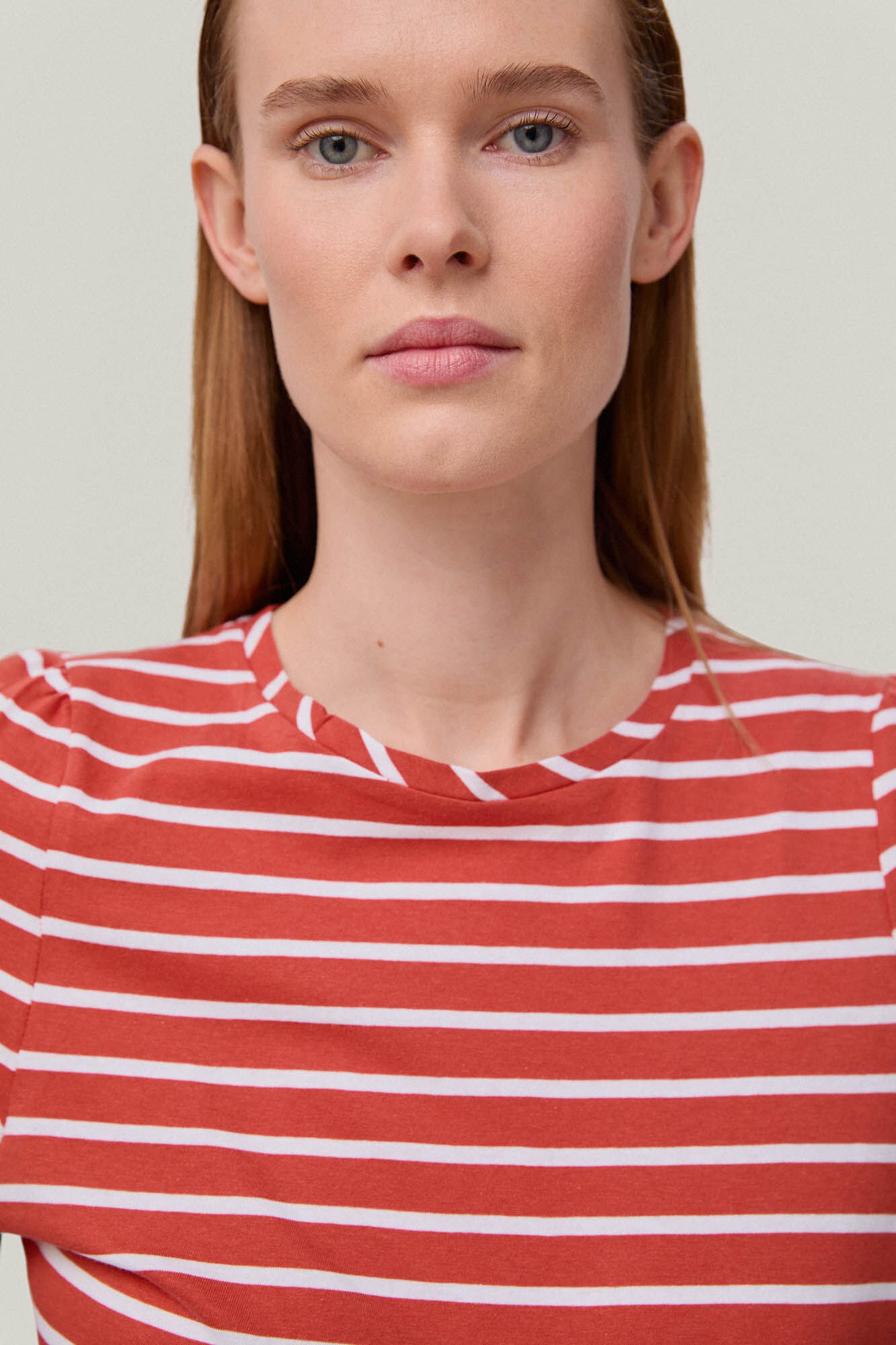 Camiseta listrada de manga comprida - Laranja