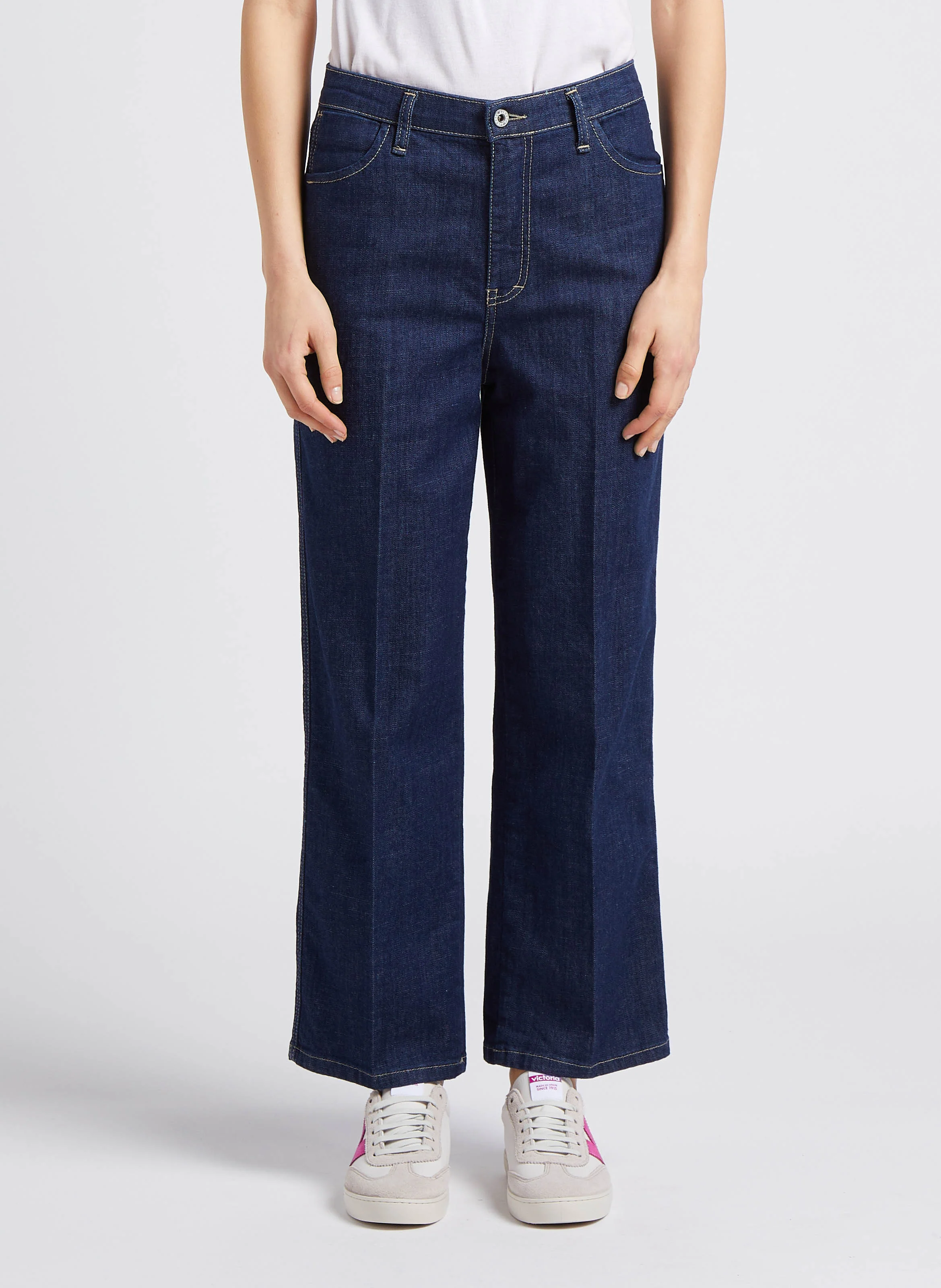Jean large en coton mélangé | Bleu