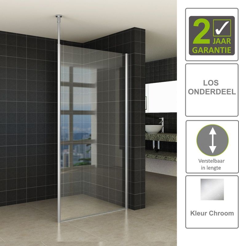 BWS - Plafond Stabilisatiestang - Chroom - Voor 10 mm Dikke Wand - 200 cm